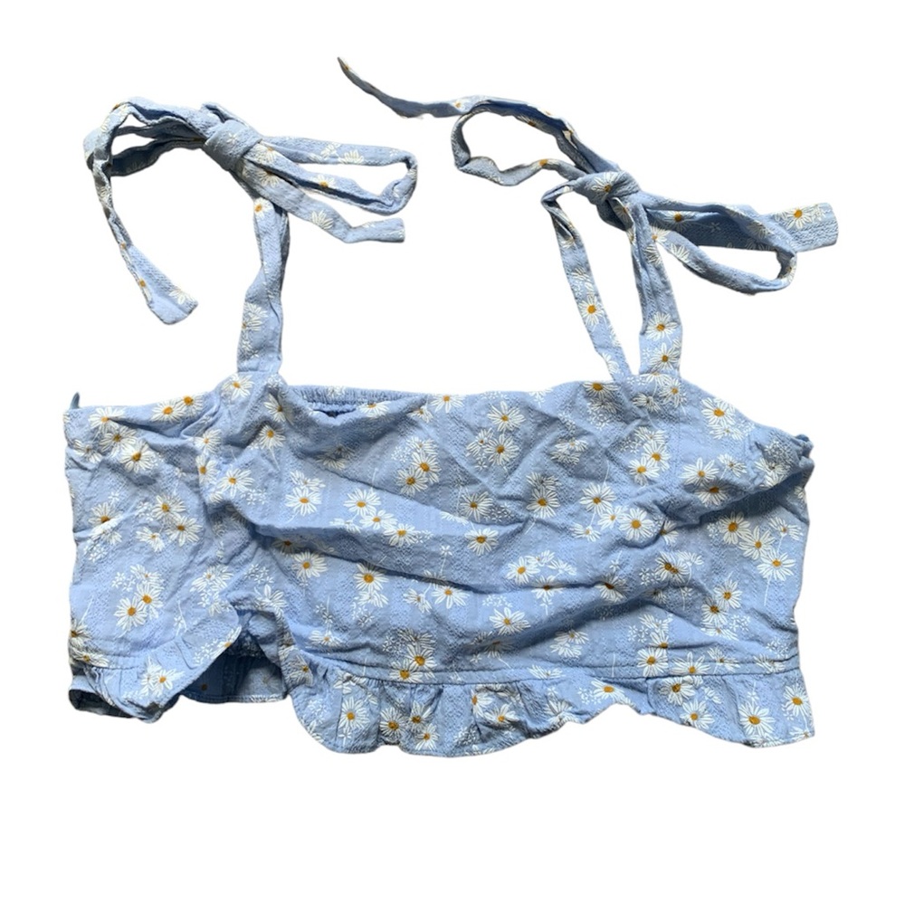 Altar’d State Baby Blue Daisy Crop Top M